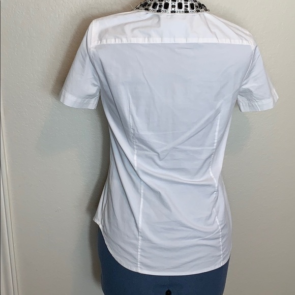 J Crew White Shirt with Rhinestone Collar - Picture 6 of 7